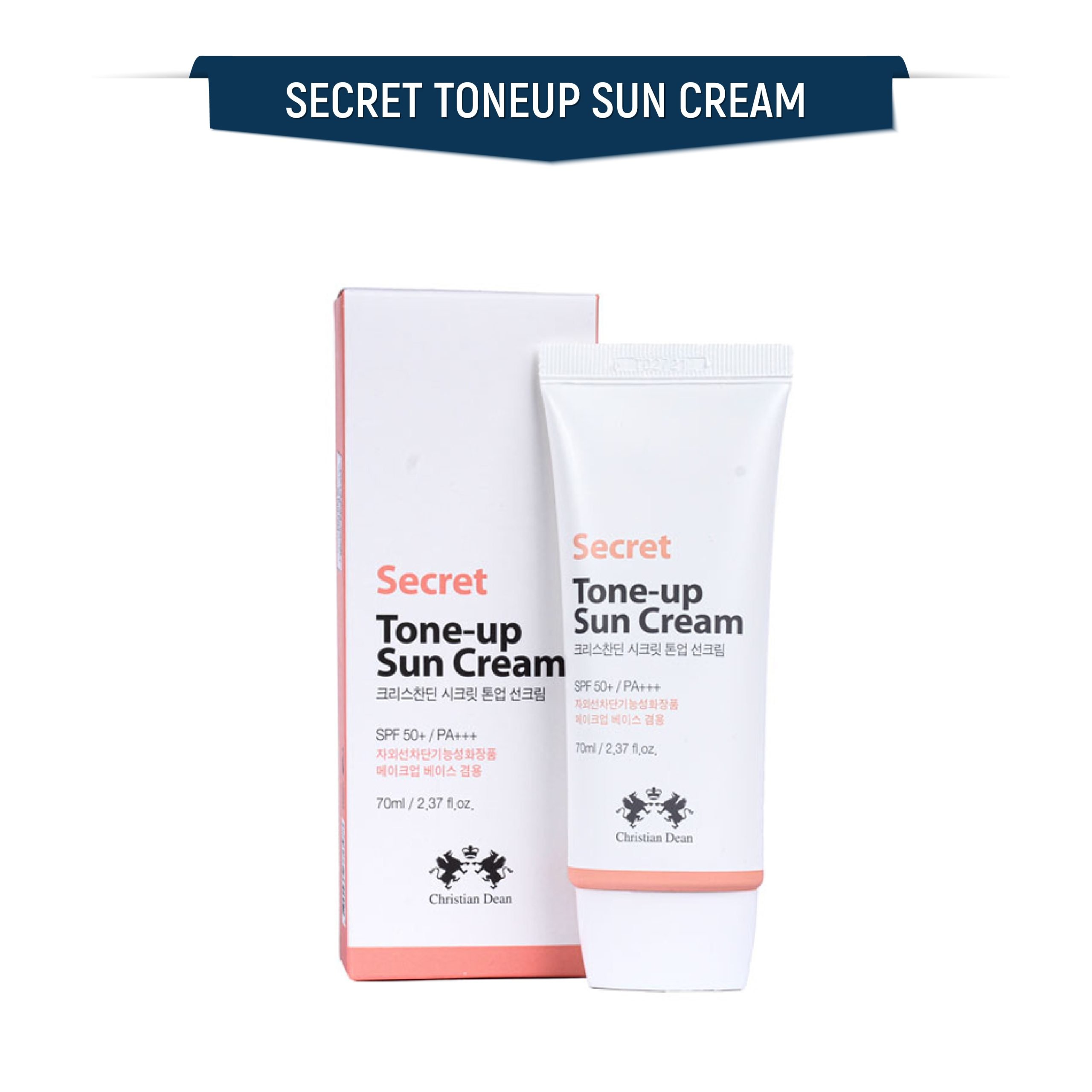 Christian Dean Secret Tone-Up Sun Cream SPF50+ - Korean Sunscreen for Bright Skin